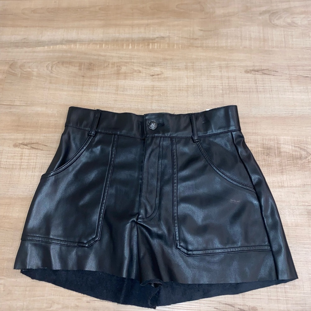 Zara Black Leather Women Shorts